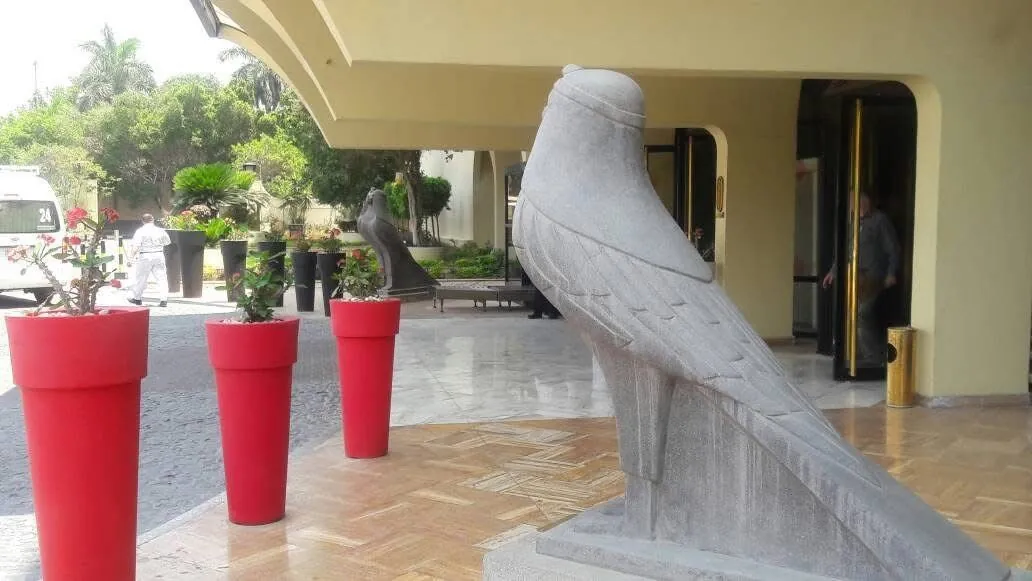 At the hotel entrance