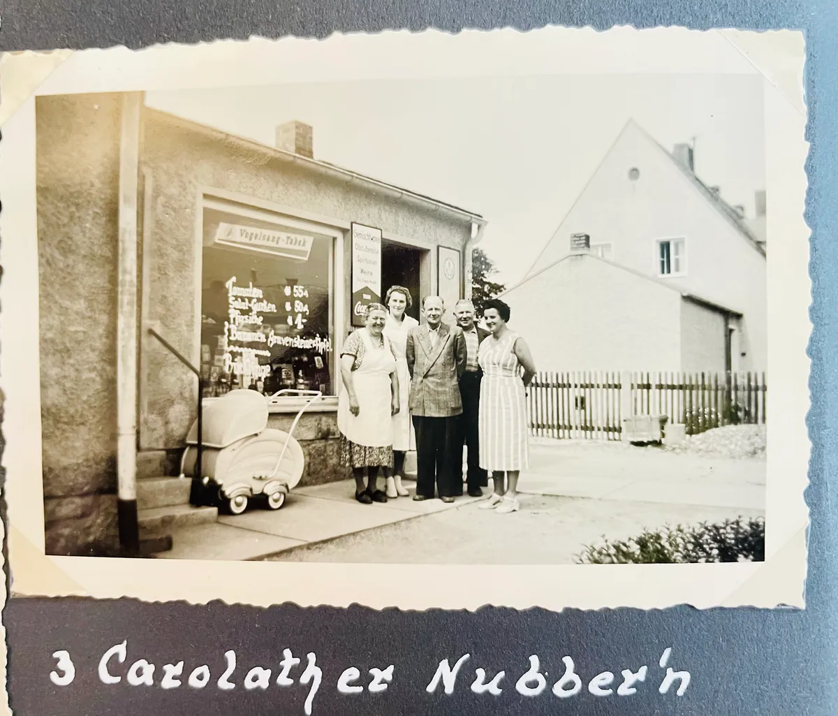 The Haude family in front of their store, Selb, Bavaria, 1957 (Courtesy of Karin Haude)